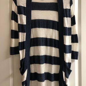 Navy and white striped tunic cardigan
